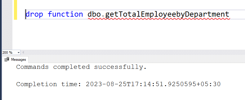 Delete Function in SQL Server